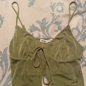 Elodie Olive Green Tie-Front Top